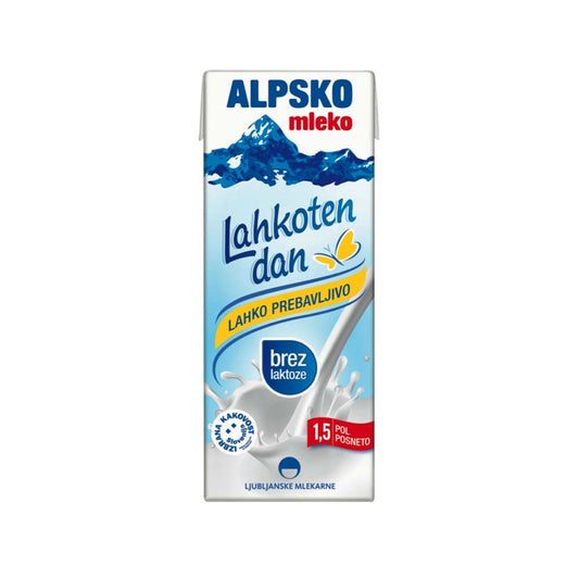 Semi-Skimmed Lactose-Free Alpine Milk, Alpsko Mleko, 1.5% fat, 1l